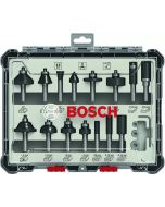 Mieszany zestaw frezów z trzpieniem 1/4", 15 szt. 15-piece Mixed Application Router Bit Set. Bosch