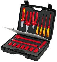 Podręczna walizka narzędziowa 17 części z narzędziami izolowanymi do prac przy urządzeniach i instalacjach elektrycznych Knipex 989911