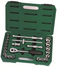 Zestaw 24 części kl.nasad.1/2" 12 kątne 09060 SATA