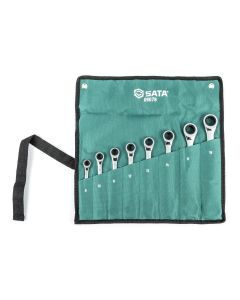 Zestaw 8 kluczy płasko-oczkowych z grzechotką (8 10 11 12 13 14 17 19 mm) Sata