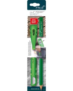 Uchwyt i temperówka w jednym z dwoma ołówkami kamieniarskimi Pica Pocket