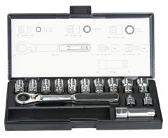 Zestaw nasadek przelotowych+klucz z adapterem 1/4,3/8 - 14 sztuk B-65595