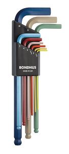 Zestaw imbusów długich z końcówką kulistą - BONDHUS - 9 szt. [1,5 - 10 mm] z długim ramieniem kolor - BO69499