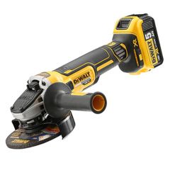 Szlifierka kątowa XR Li-Ion 125mm z silnikiem bezszczotkowym 18 V, włącznik suwakowy (z 2 akumulatorami 5.0Ah, ładowarką i kufrem) DCG405P2 DeWalt