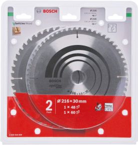 Bosch Tarcza pilarska Optiline Wood 216x30x2/1.4x48T / 216x30x2/1.4x60T - 2608644659